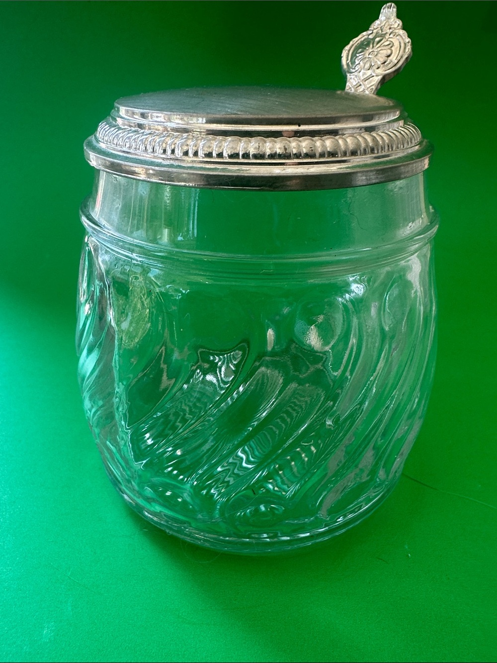 Original clear glassGerman Béer mug with pewter lid